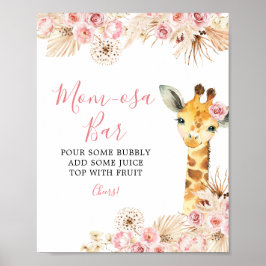 Rosa Boho Giraffe Baby Shower Mamma-osa Pub Poster