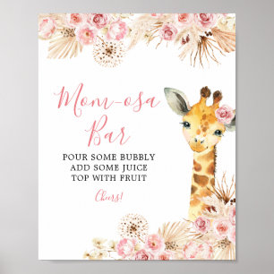  Rosa Boho Giraffe Baby Shower Mamma-osa Pub Poster