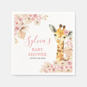  Rosa Boho Giraffe Baby Shower Pappersservett