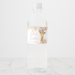  Rosa Boho Giraffe Baby Shower Vattenflaska Vattenflaskor Etikett