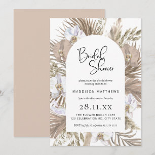 Rosa Boho Handflatan Blommigt Arch Möhippa Inv. Inbjudningar