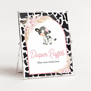 Rosa Boho Highland Cow Diaper Raffle Poster