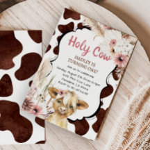 Rosa Boho Highland Cow Jag är en flicka första föd