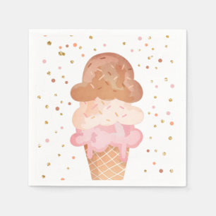 Rosa Boho Ice Cream Cone Confetti Papprare Napkins Pappersservett