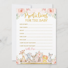 Rosa Boho Jungle Animals Predictions for Baby Card Inbjudningar