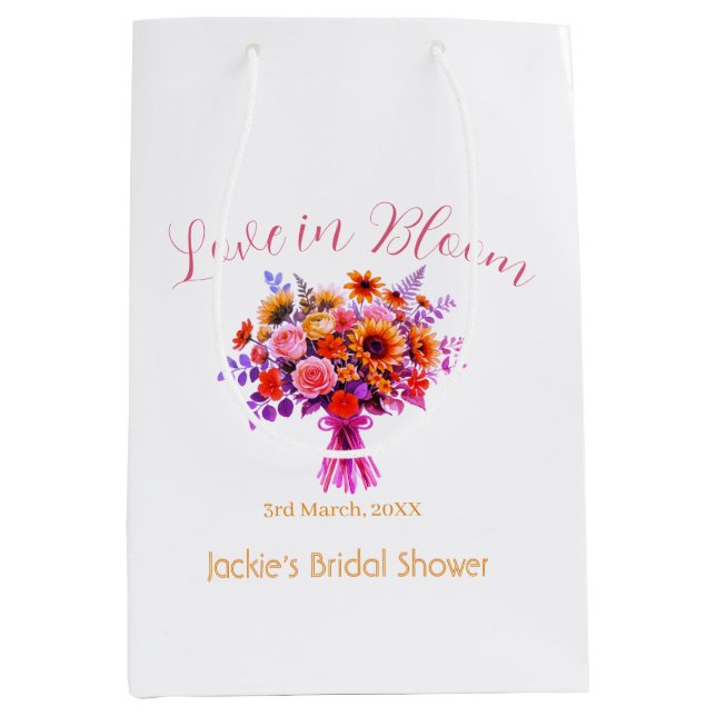 rosa boho kärlek i blom bröllopsdusch namn retro (Framsidan)