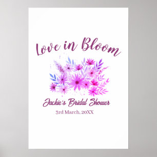 rosa boho kärlek i blom bröllopsdusch namn retro poster