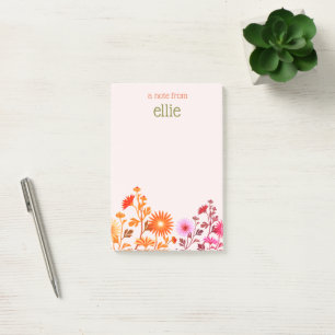 Rosa Boho Land Blommigt Anteckningsblock Post-it Block
