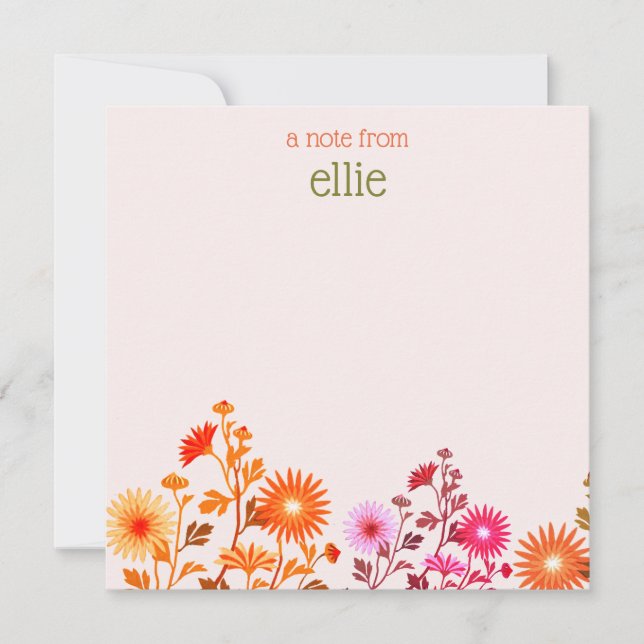 Rosa Boho Land Blommigt Note Card Anteckningskort (Framsida)