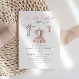 Rosa Boho Little Swehoney Valentines Birthday Inbjudningar