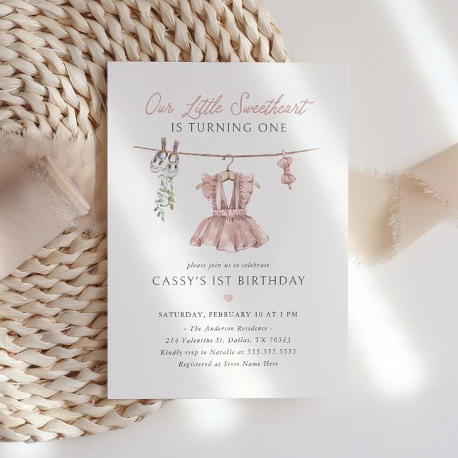 Rosa Boho Little Swehoney Valentines Birthday Inbjudningar (Skapare uppladdad)