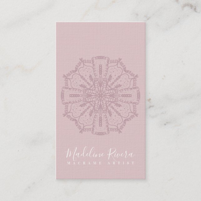 Rosa Boho Mandala Yoga Macrame Visitenkort Visitkort (Framsida)