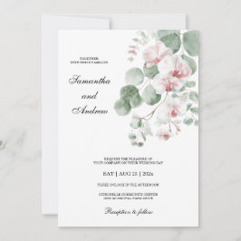 Rosa Boho Orkidé Bröllopstema Inbjudningar
