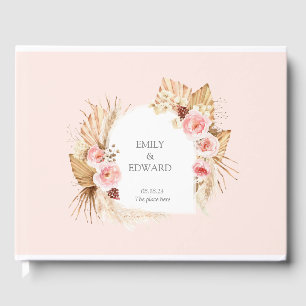 Rosa Boho Pampas Blommigt Arch GUest Bok