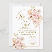 Rosa Boho Pampas Gender Reveal