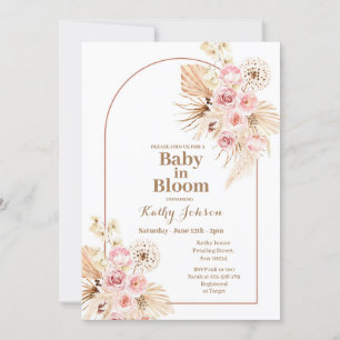 Rosa Boho Pampas Grass Baby i bloominbjudan Inbjudningar
