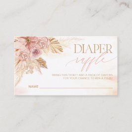 Rosa Boho Pampas Grass Diaper Raffle Biljett Game Tilläggskort