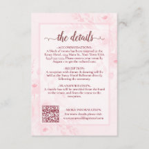 Rosa Boho Peonies Bröllopsdetaljer QR-kod
