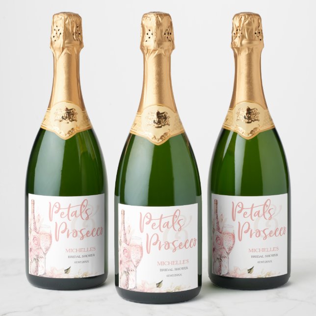  Rosa Boho Petals och Prosecco-Blommigten (Flaskor)
