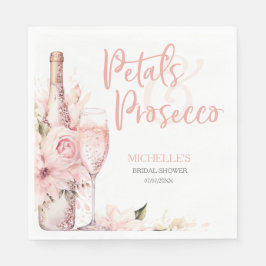 Rosa Boho Petals och Prosecco-Blommigten Pappersservett