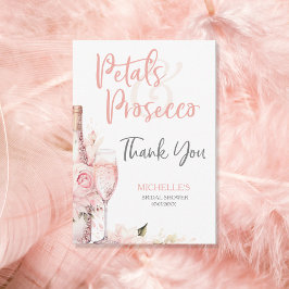 Rosa Boho Petals och Prosecco-Blommigten Tack Kort