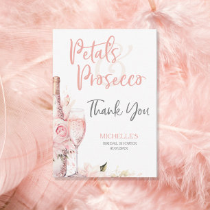 Rosa Boho Petals och Prosecco-Blommigten Tack Kort