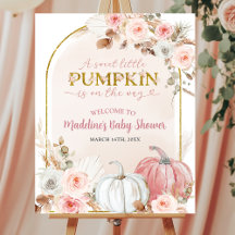 Rosa Boho Pumpa Baby Shower Välkomstskylt