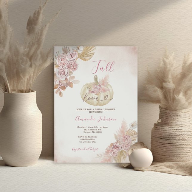  Rosa Boho Pumpkin Fall i Kärlek Möhippa Inbjudningar (Skapare uppladdad)