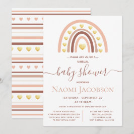 Rosa Boho Rainbow Baby Shower Inbjudningar