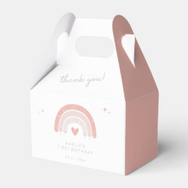 Rosa Boho Rainbow Cute 1:a födelsedagen Party Presentaskar