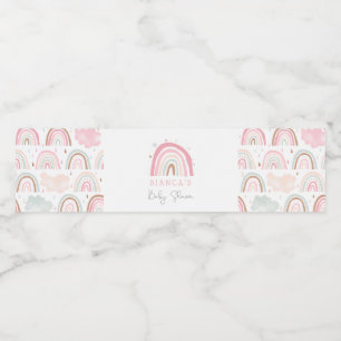 Rosa Boho Rainbow Girl Baby Shower Vattenflaskor Etikett