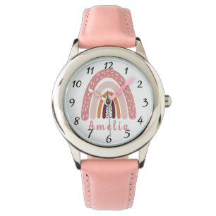 Rosa Boho Rainbow med Personlig Namn Armbandsur