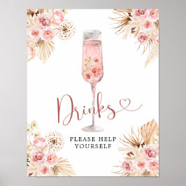 Rosa Boho Ro Soiree Möhippa Drinks Sign Poster