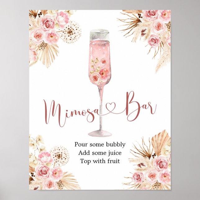 Rosa Boho Ro Soiree Möhippa Mimosa Pub Poster (Framsidan)