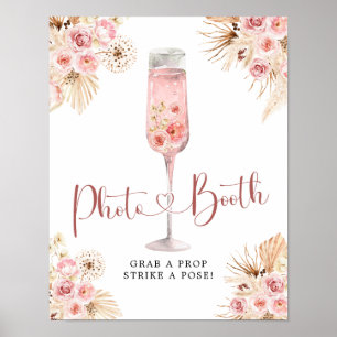 Rosa Boho Ro Soiree Photobooth-tecken Poster