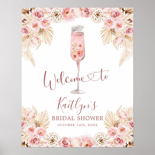 Rosa Boho Ro Soiree Välkomstskylt Poster (Framsidan)