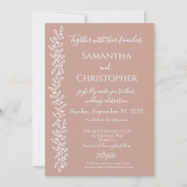 Rosa Boho Romantic Botanical Minimal Bröllop Inbjudningar