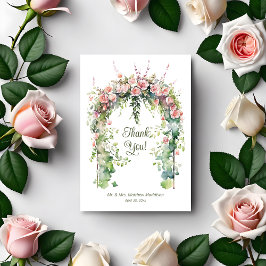 Rosa Boho Rosor Vårbröllopsbåge Tack Kort