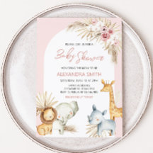 Rosa Boho Safari Animals Baby Shower