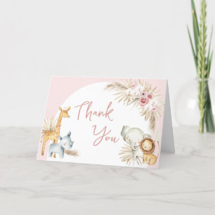 Rosa Boho Safari Animals Baby Shower Tack Kort