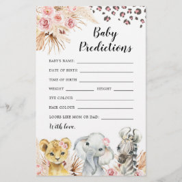 Rosa Boho Safari Party Animals Baby Prediction