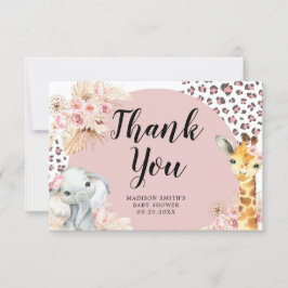 Rosa Boho Safari Party Animals Flicka Tack för dit