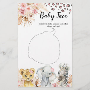 Rosa Boho Safari Party Animals Girl Baby Ansikte G