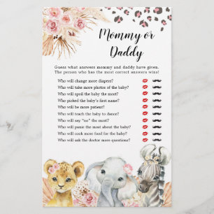 Rosa Boho Safari Party Animals Girl Mamma eller pa