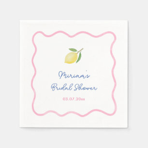 Rosa Boho Squiggle Gräns Lemons Möhippa Pappersservett