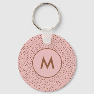 Rosa & Boho Terracotta Brown Dots Monogram Nyckelring
