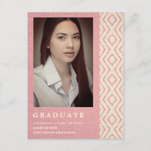 Rosa Boho Textile Struktur Photo Unisex Studenten Meddelande Vykort