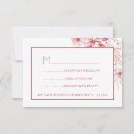 Rosa Boho Vilda Blommor RSVP OSA Kort