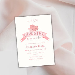 Rosa Boho Vilda western Cowgirl Hat Baby Shower Inbjudningar