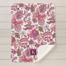 Rosa Boho Vintage Blommigt Monogram